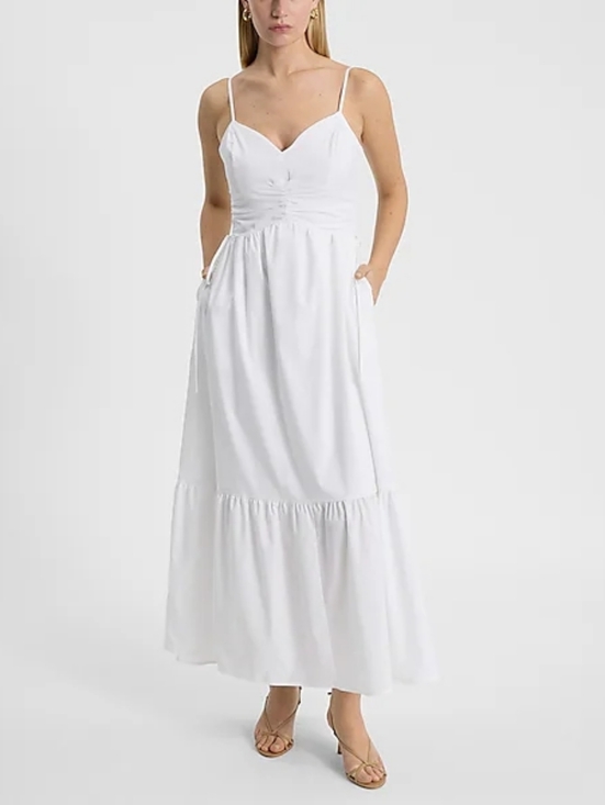 Express Dresses & Skirts - NWT - Express V-Neck Ruched Side Tie Smocked Back Bodice Midi Dress - Size XL